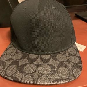 Coach flat brim leather hat